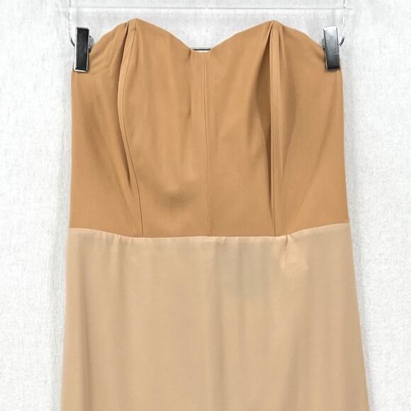 RHEA COSTA Strapless Slip Dress Womens Large XL Tan Strapless Mesh Lining Light - Picture 5 of 14